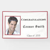 Félicitations Bannière Rouge Blanc Diplômé (Horizontal)