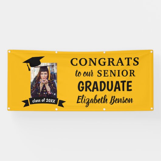Félicitations Bannière sur mesure Graduate Jaune (Horizontal)