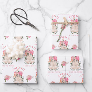 Félicitations Belles feuilles de papier enveloppan