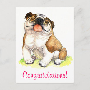 Félicitations Bulldog Puppy Greeting Carte postale