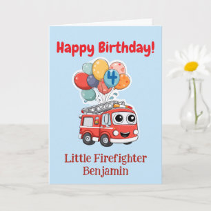 Félicitations Camion de Pompiers, Carte Personnali