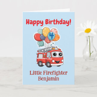 Félicitations Camion de Pompiers, Carte Personnali
