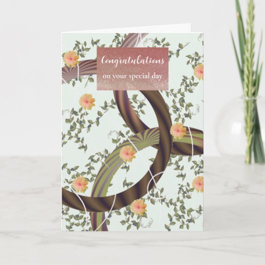 Félicitations Carte à Tournure Florale Moderne (Devant)