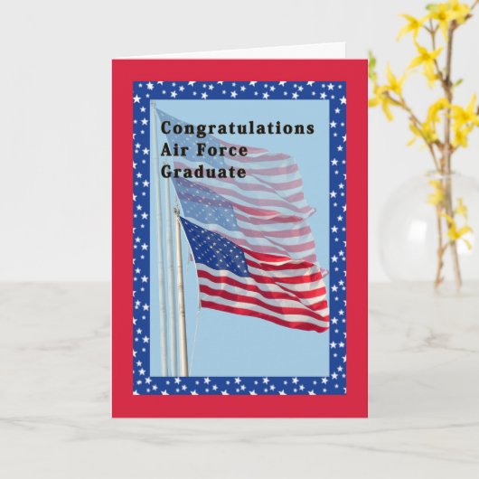 Félicitations Carte Air Force avec drapeaux (Fleur jaune)