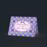 Félicitations, carte Bat mitzvah<br><div class="desc">Fleurs d'Hibiscus colorées décorées avec cadre et ruban. Le ruban est une image imprimée,  pas réelle. Vous pouvez ajuster le texte en fonction de vos besoins.</div>