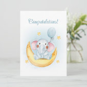 Félicitations Carte Bleue Aquarelle Bébé (Debout devant)