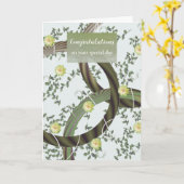 Félicitations Carte de fleurs vertes modernes en v (Fleur jaune)