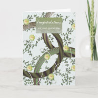Félicitations Carte de fleurs vertes modernes en v
