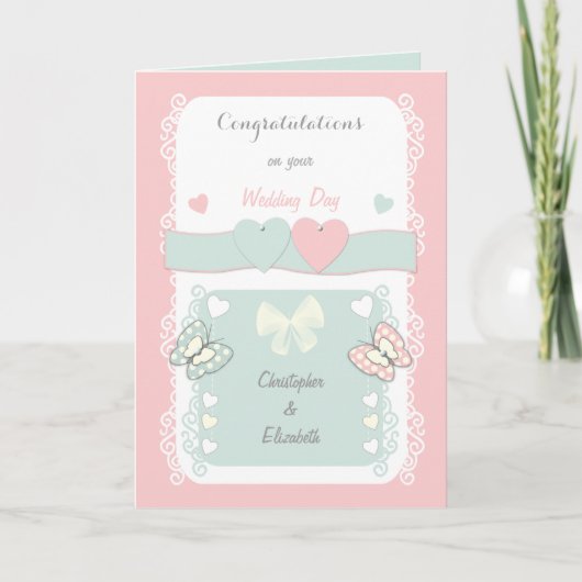 Félicitations carte de mariage shabby chic (Devant)
