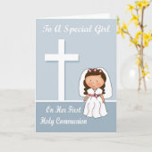 Félicitations Carte de voeux de première communion (Fleur jaune)