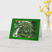 Félicitations, carte de voeux feuilles vert fracta (Fleur jaune)