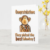 Félicitations carte de voeux singe (Fleur jaune)