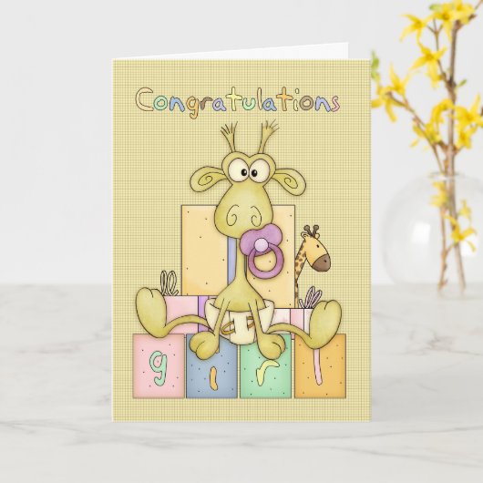 Félicitations Carte Fille Naissance De Bébé - Bab  (Fleur jaune)