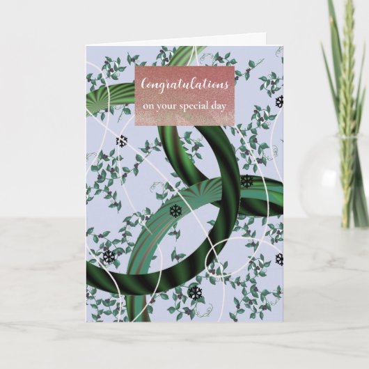 Félicitations Carte Moderne Florale Verte (Devant)