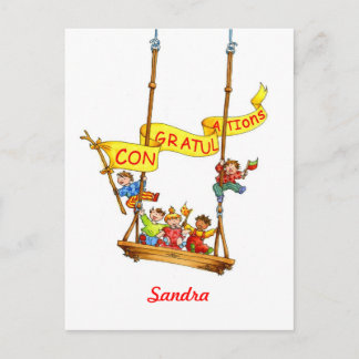 Félicitations Carte postale Enfants Swing Annivers
