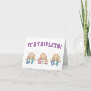 Félicitations Carte - Triplets Une Fille Deux Garç