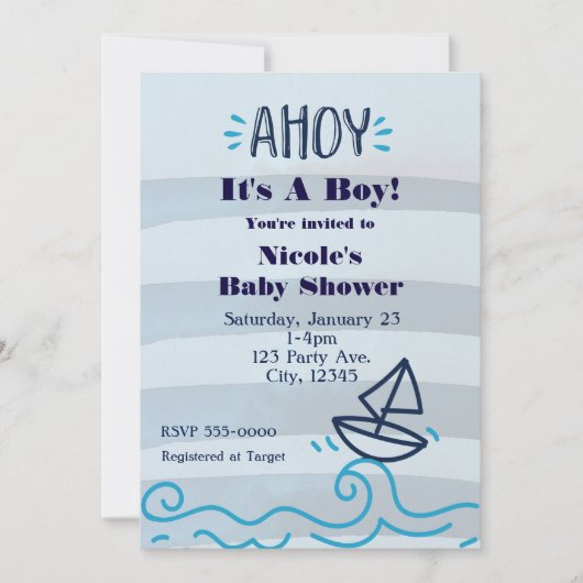 Félicitations C'est un garçon Invitations de Baby (Devant)