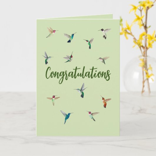 Félicitations Colibris  Carte (Fleur jaune)