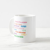 Félicitations dans beaucoup de langues Mug (Devant gauche)