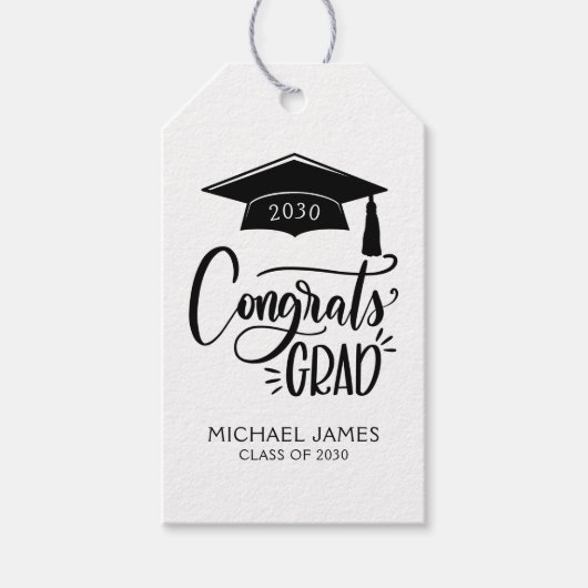 Félicitations diplômé 2030 Étiquette de cadeau de (Devant)
