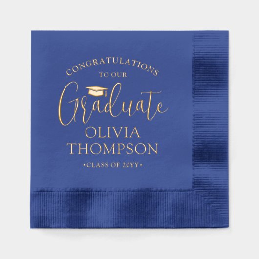 Félicitations Diplômé Elégant Royal Blue & Gold (Recto)