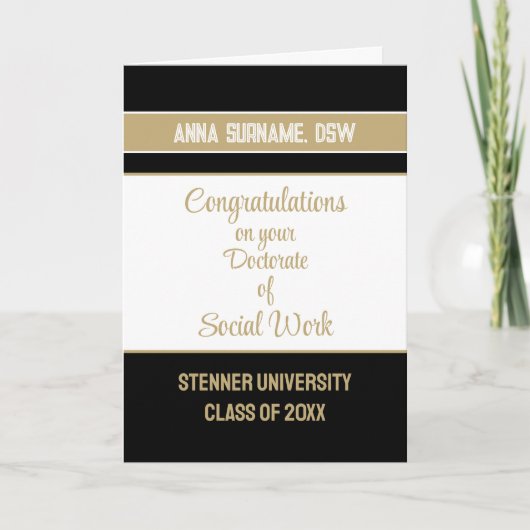 Félicitations ! Doctorat en travail social carte (Devant)