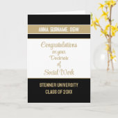 Félicitations ! Doctorat en travail social carte (Fleur jaune)