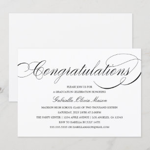 Félicitations Élégant Script Invitation du parti