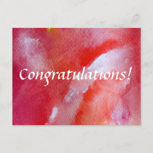 Félicitations élégante carte postale rose et rouge