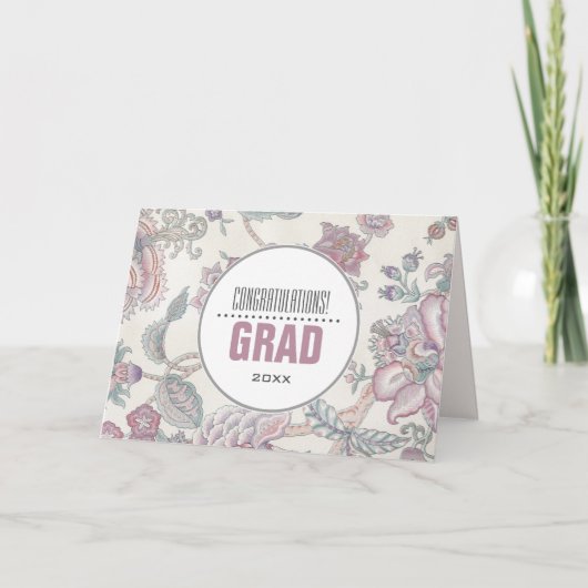 Félicitations Grad. Modèle floral personnalisé (Devant)