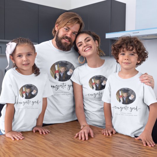 Félicitations Grad Script Photo T-Shirt de Remise