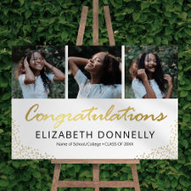 Félicitations Graduation 3 Photo White Gold