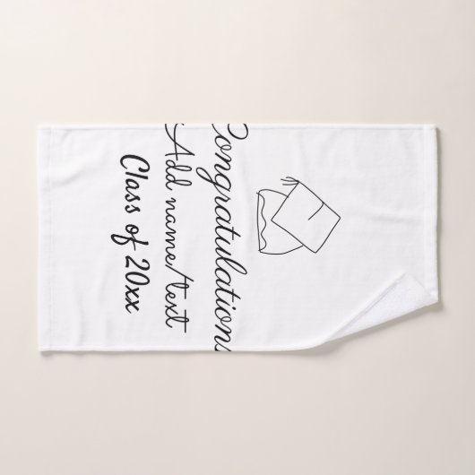 Félicitations graduation ajouter nom année de text (Serviette à main)