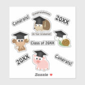 Félicitations Graduation Animaux Sticker Set (Feuille)