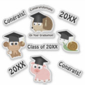Félicitations Graduation Animaux Sticker Set (Devant)