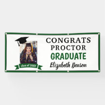 Félicitations Gradué sur mesure bannière Green Gre