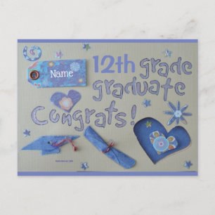 Félicitations jeune diplômé Carte postale Blue B