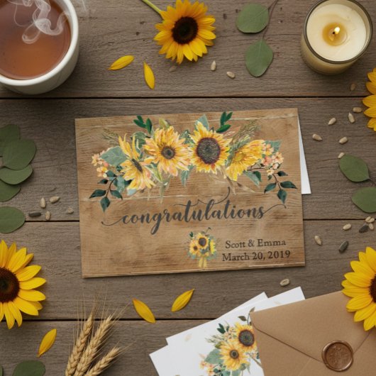 Félicitations Mariages personnalisées Rustic Wood