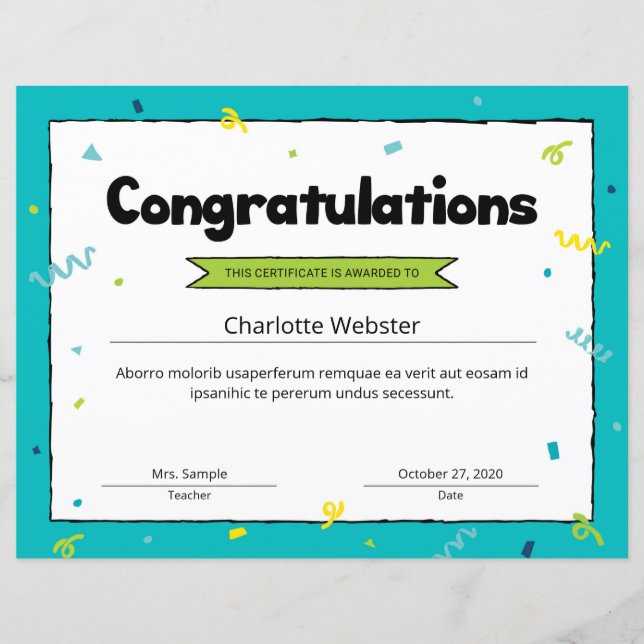 Félicitations Modèle du Prix du Certificat (Devant)