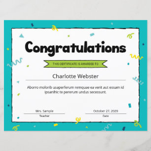 Félicitations Modèle du Prix du Certificat