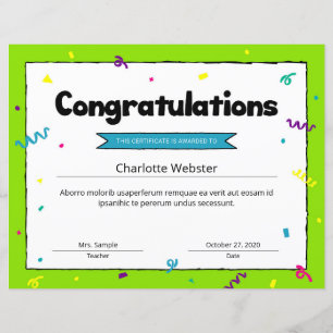 Félicitations Modèle du Prix du Certificat
