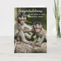 Félicitations Nouveau Bébé Jumeaux Carte Singe