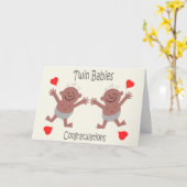 Félicitations Nouvelle Carte Bébé Twin (Fleur jaune)