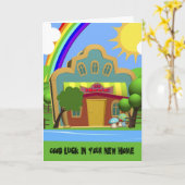 Félicitations Nouvelle maison Cartoon House carte (Fleur jaune)