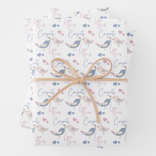 Félicitations Oiseaux de l'Amour Feuilles d'Emball (En situation)