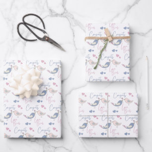 Félicitations Oiseaux de l'Amour Feuilles d'Emball
