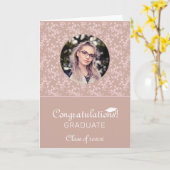 Félicitations Pink Rococo Carte photo de la Gradua (Fleur jaune)