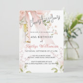 Félicitations pour 40 Ans Invitation Florale Ruban (Debout devant)