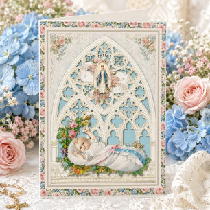 Félicitations pour bébé catholique vintage Carte d