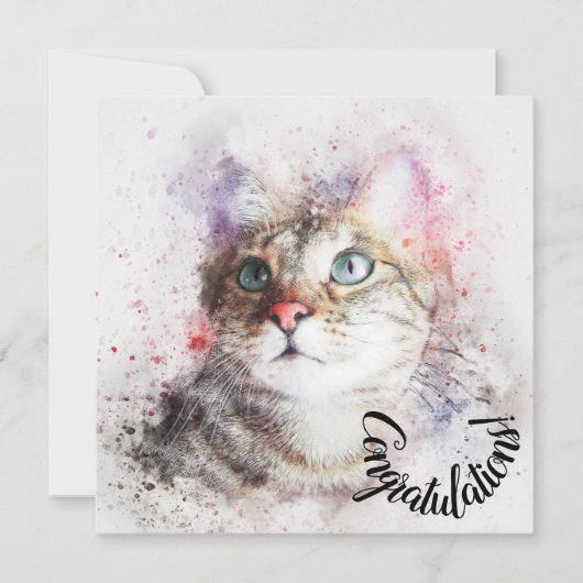 Félicitations pour la carte de nouveau chat de com (Devant)